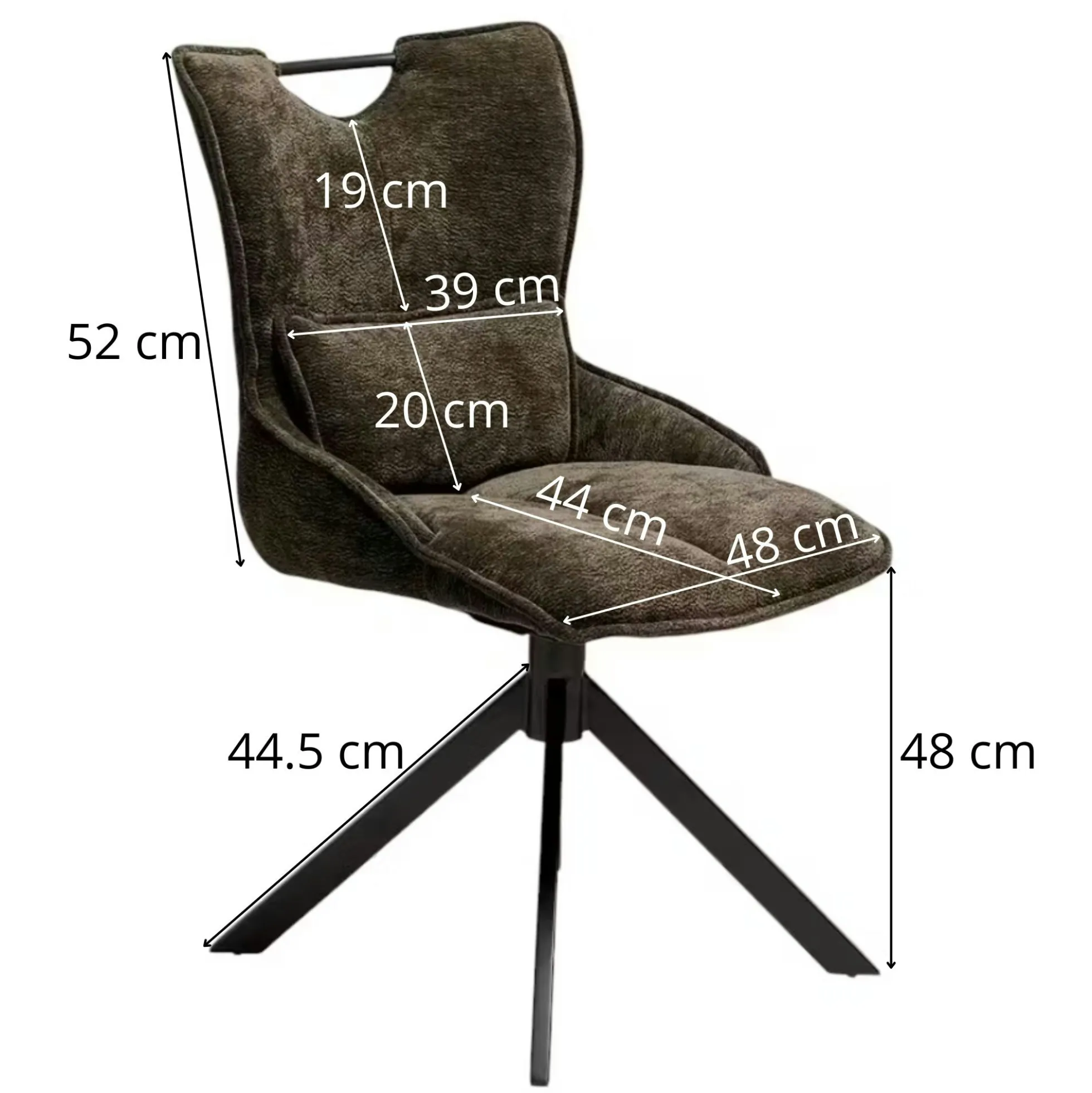 Chaise pivotante coussin et poignée tissu vert (lot de 2) IENA