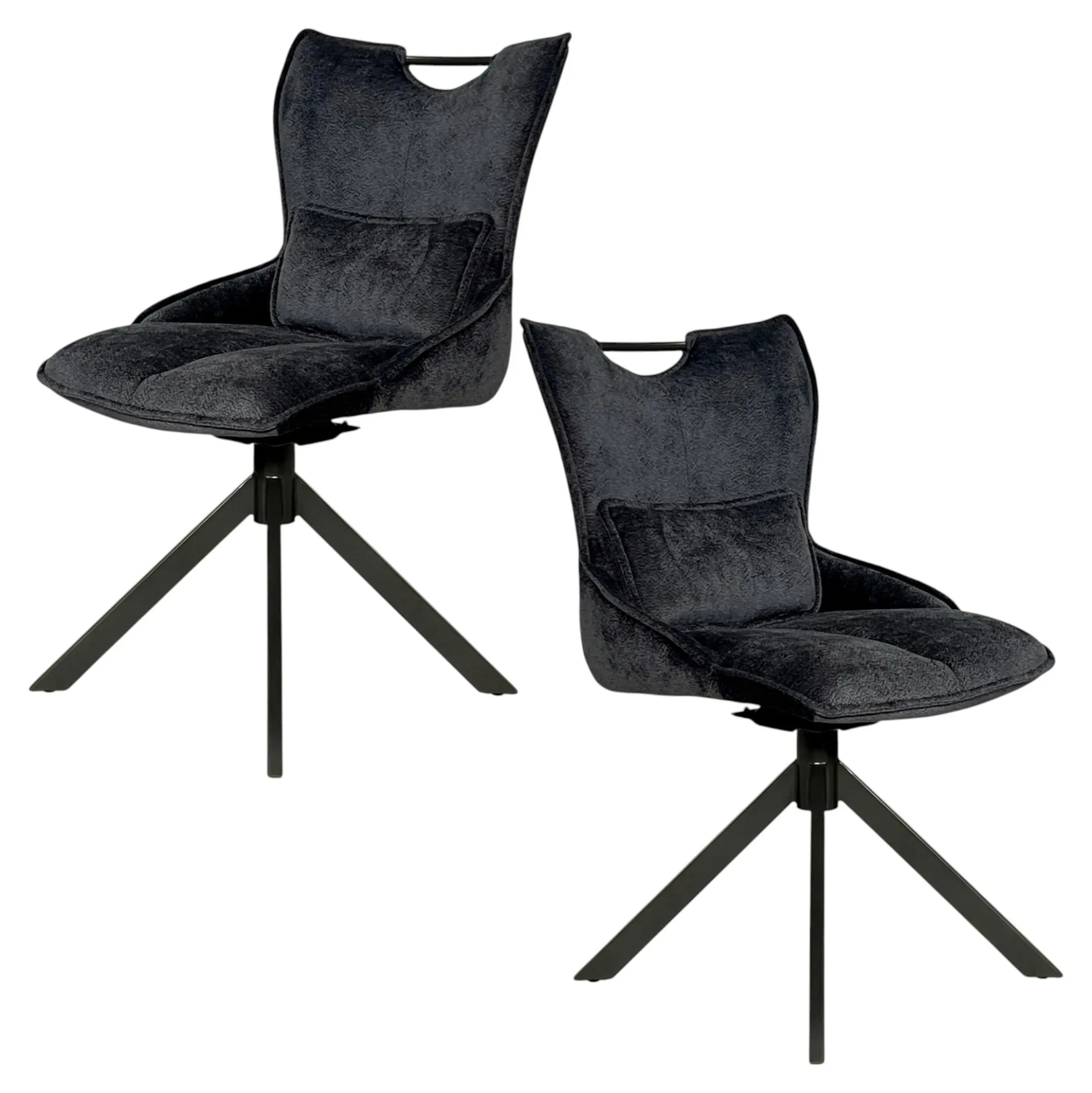Chaise pivotante coussin et poignée tissu gris (lot de 2) IENA