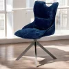 Chaise pivotante coussin et poignée tissu bleu (lot de 2) IENA