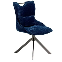 Chaise pivotante coussin et poignée tissu bleu (lot de 2) IENA