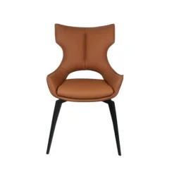 Chaise pivotante cuir cognac dossier ouvert (lot de 2) LOMBARDIE