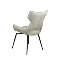 Chaise pivotante cuir ivoire dossier ouvert (lot de 2) LOMBARDIE