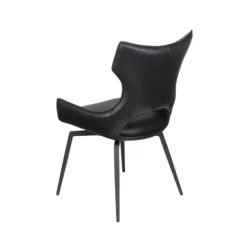 Chaise pivotante cuir noir dossier ouvert (lot de 2) LOMBARDIE