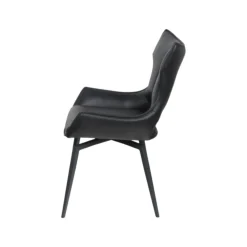 Chaise pivotante cuir noir dossier ouvert (lot de 2) LOMBARDIE