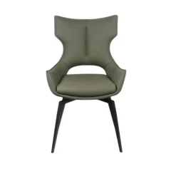 Chaise pivotante cuir vert dossier ouvert (lot de 2) LOMBARDIE