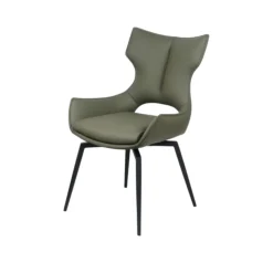 Chaise pivotante cuir vert dossier ouvert (lot de 2) LOMBARDIE
