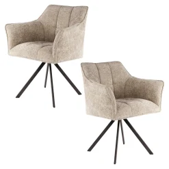 Chaise pivotante de salle à manger en velours texturé sable (lot de 2) MELBOURNE