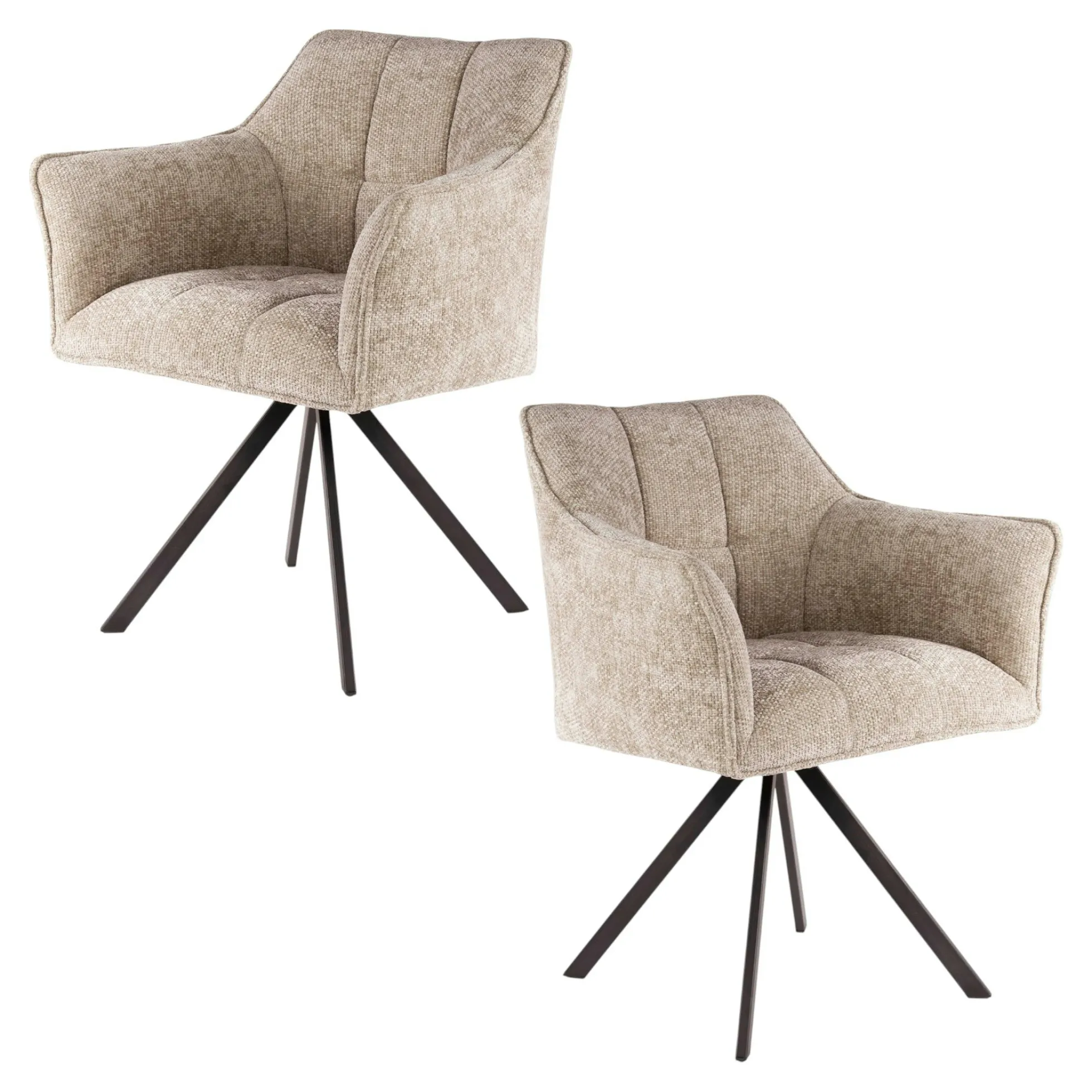 Chaise pivotante de salle à manger en velours texturé sable (lot de 2) MELBOURNE