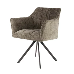 Chaise pivotante de salle à manger en velours texturé taupe (lot de 2) MELBOURNE