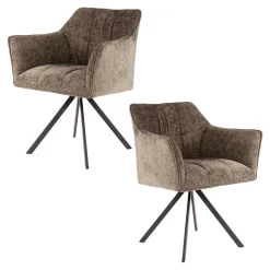Chaise pivotante de salle à manger en velours texturé taupe (lot de 2) MELBOURNE