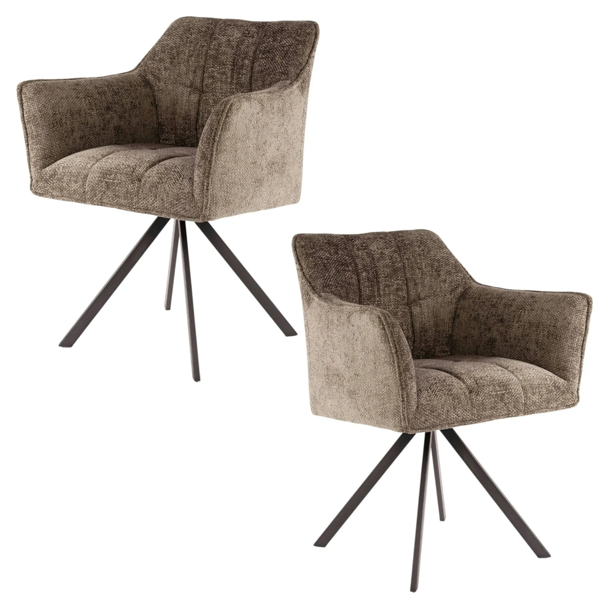 Chaise pivotante de salle à manger en velours texturé taupe (lot de 2) MELBOURNE