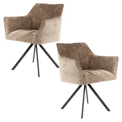 Chaise pivotante de salle à manger en velours texturé beige nacré (lot de 2) MELBOURNE