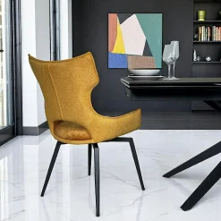 Chaise pivotante dorée bi-matière, dossier en T (lot de 2) LOMBARDIE