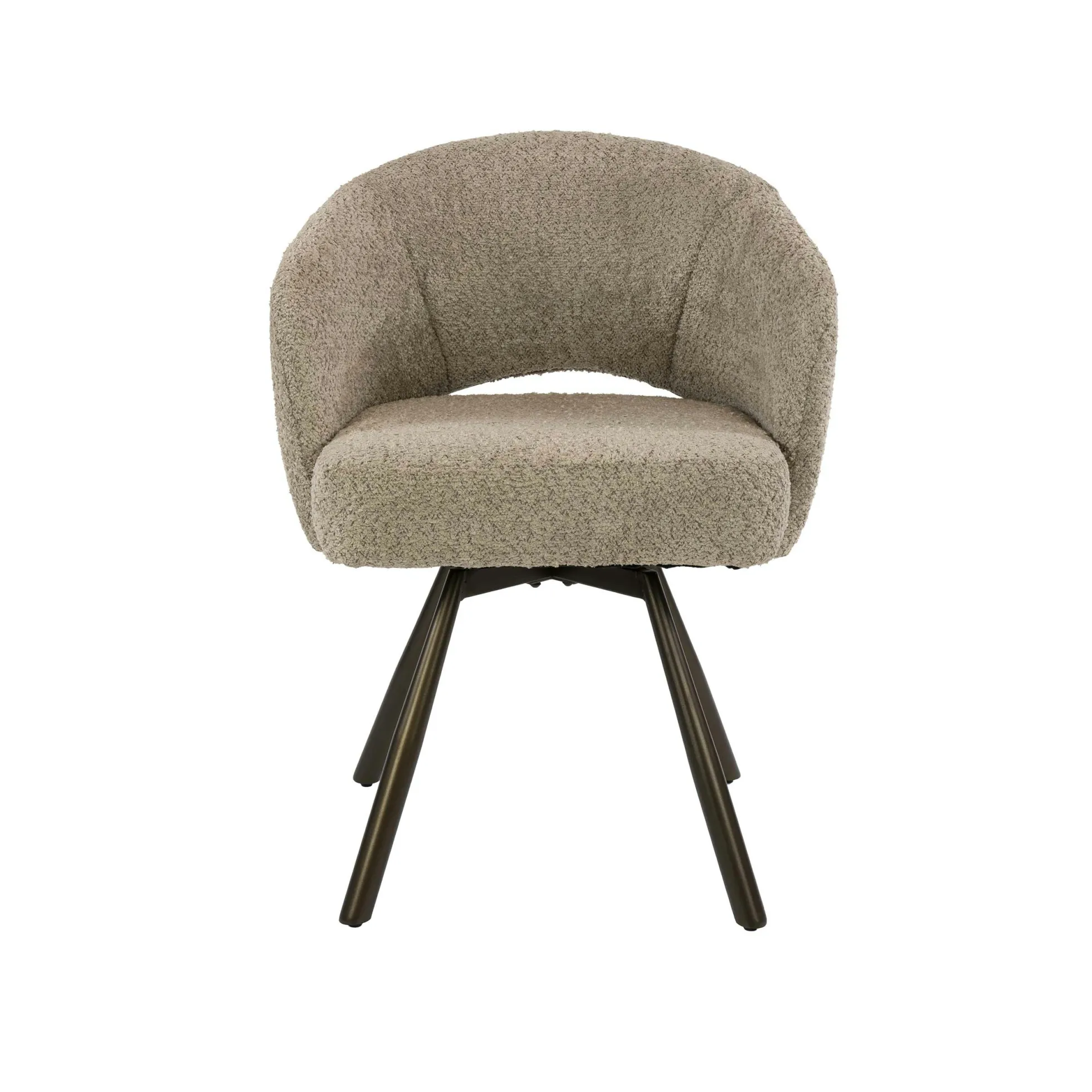 Chaise pivotante en bouclette sable pieds bronze (x2) CREEK