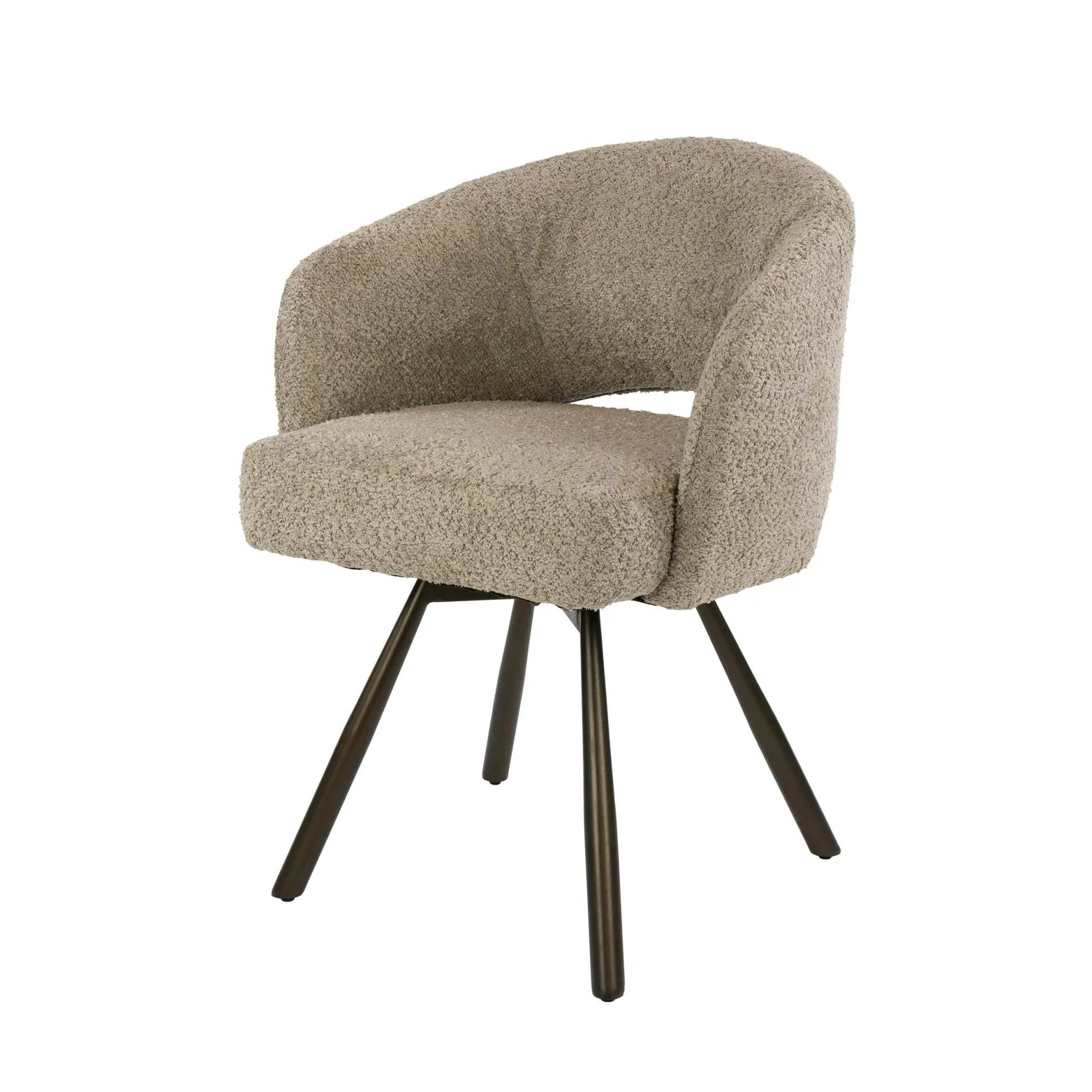 Chaise pivotante en bouclette sable pieds bronze (x2) CREEK