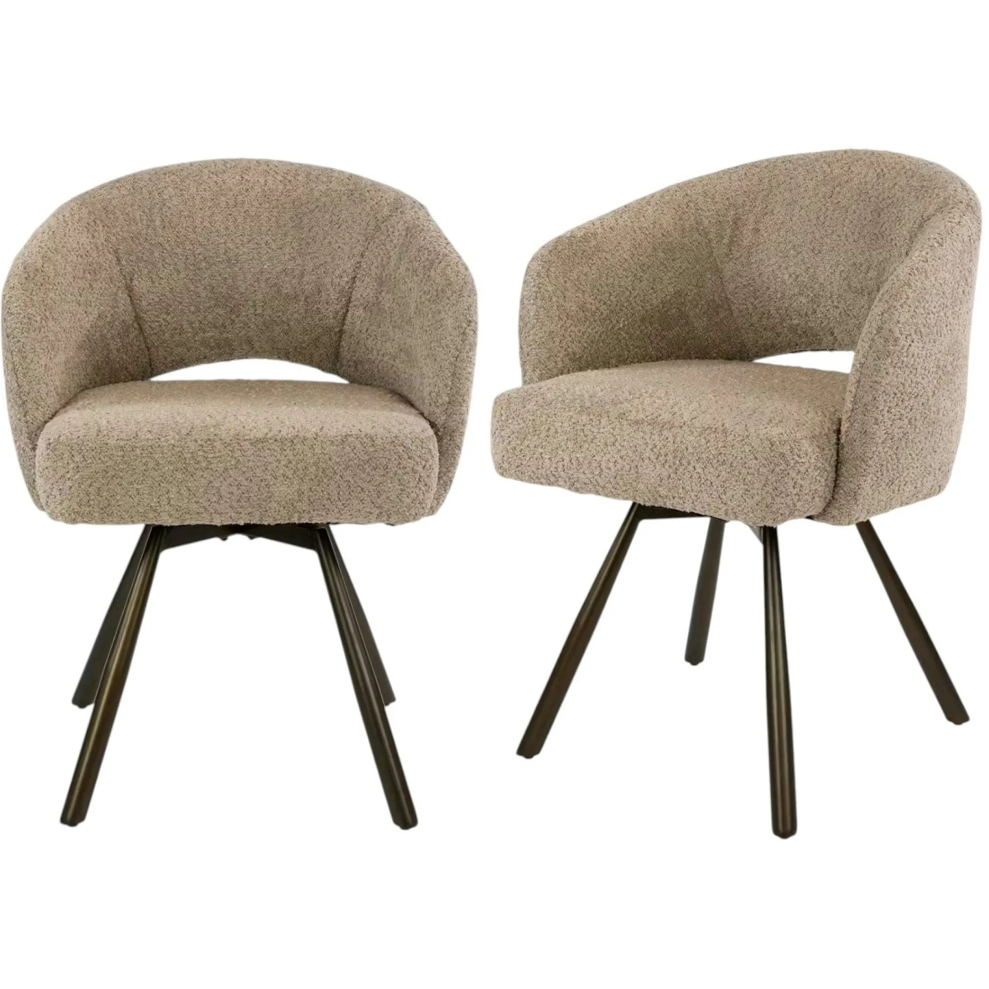 Chaise pivotante en bouclette sable pieds bronze (x2) CREEK