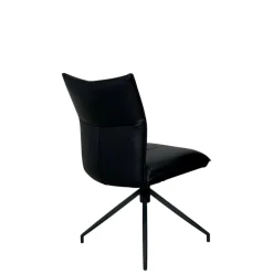 Chaise pivotante en cuir noir (lot de 2) LOMBARDIE