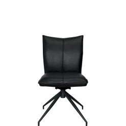 Chaise pivotante en cuir noir (lot de 2) LOMBARDIE