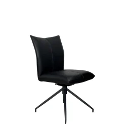 Chaise pivotante en cuir noir (lot de 2) LOMBARDIE