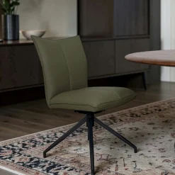 Chaise pivotante en cuir vert foncé (lot de 2) LOMBARDIE