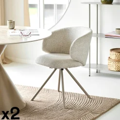 Chaise pivotante en tissu chiné sable (lot de 2) MONTREUX