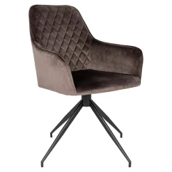 Chaise pivotante en velours taupe avec accoudoirs (lot de 2) SAVONE