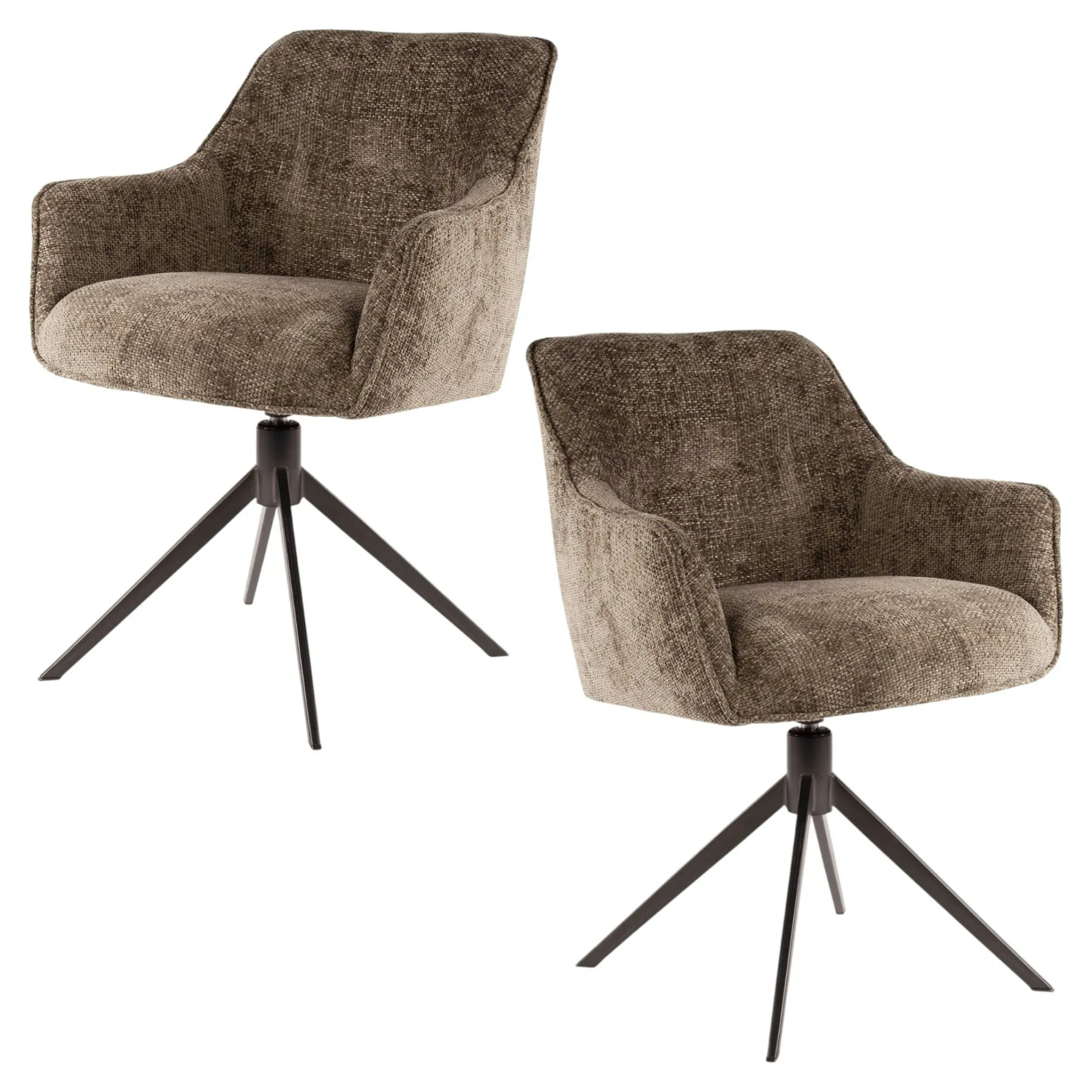 Chaise pivotante grand confort en velours texturé taupe (lot de 2) MELBOURNE