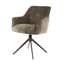 Chaise pivotante grand confort en velours texturé taupe (lot de 2) MELBOURNE