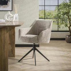 Chaise pivotante grand confort en velours texturé sable (lot de 2) MELBOURNE