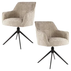 Chaise pivotante grand confort en velours texturé sable (lot de 2) MELBOURNE