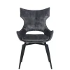 Chaise pivotante gris anthracite bi-matière, dossier en T (lot de 2) LOMBARDIE