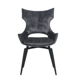 Chaise pivotante gris anthracite bi-matière, dossier en T (lot de 2) LOMBARDIE