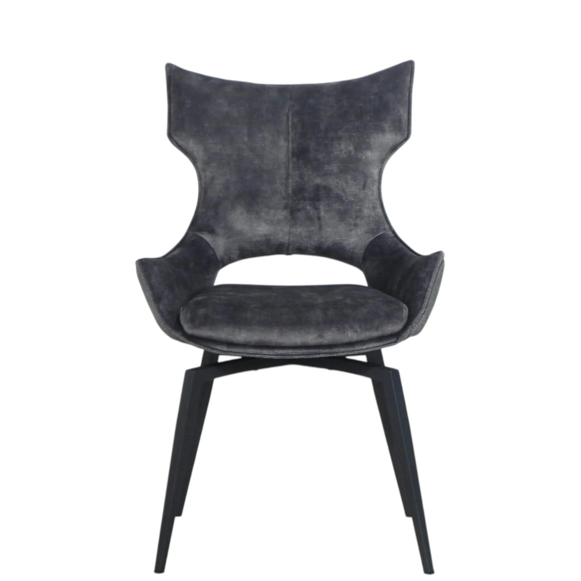 Chaise pivotante gris anthracite bi-matière, dossier en T (lot de 2) LOMBARDIE