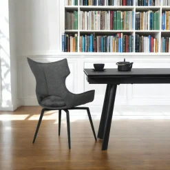 Chaise pivotante gris anthracite bi-matière, dossier en T (lot de 2) LOMBARDIE