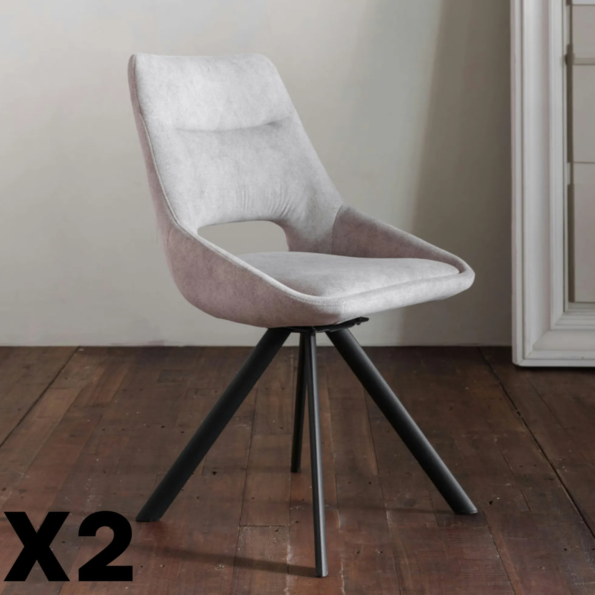 Chaise pivotante gris clair moderne (lot de 2) TREVI