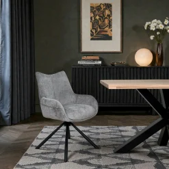 Chaise pivotante grise à accoudoirs (lot de 2) IENA