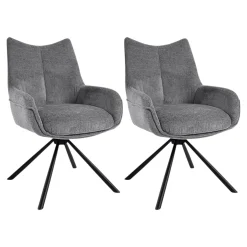Chaise pivotante grise à accoudoirs (lot de 2) IENA