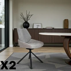 Chaise pivotante grise assise baquet (lot de 2) LIGURIE