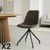 Chaise pivotante grise avec couture (lot de 2) AMSTERDAM