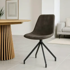 Chaise pivotante grise avec couture (lot de 2) AMSTERDAM