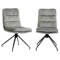 Chaise pivotante grise en tissu doux texturé (x2) PALERME