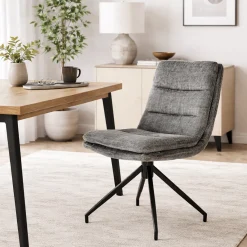 Chaise pivotante grise en tissu doux texturé (x2) PALERME