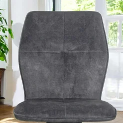 Chaise pivotante grise en velours patiné avec poignée (lot de 2) LOMBARDIE