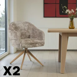 Chaise pivotante marron à dossier structuré (lot de 2) CORTINA