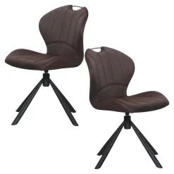 Chaise pivotante marron foncé avec dossier courbe, (lot de 2) LOMBARDIE