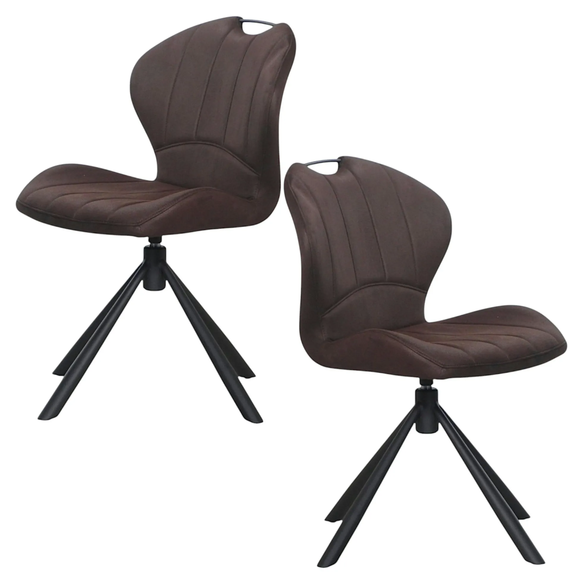 Chaise pivotante marron foncé avec dossier courbe, (lot de 2) LOMBARDIE