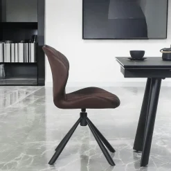 Chaise pivotante marron foncé avec dossier courbe, (lot de 2) LOMBARDIE