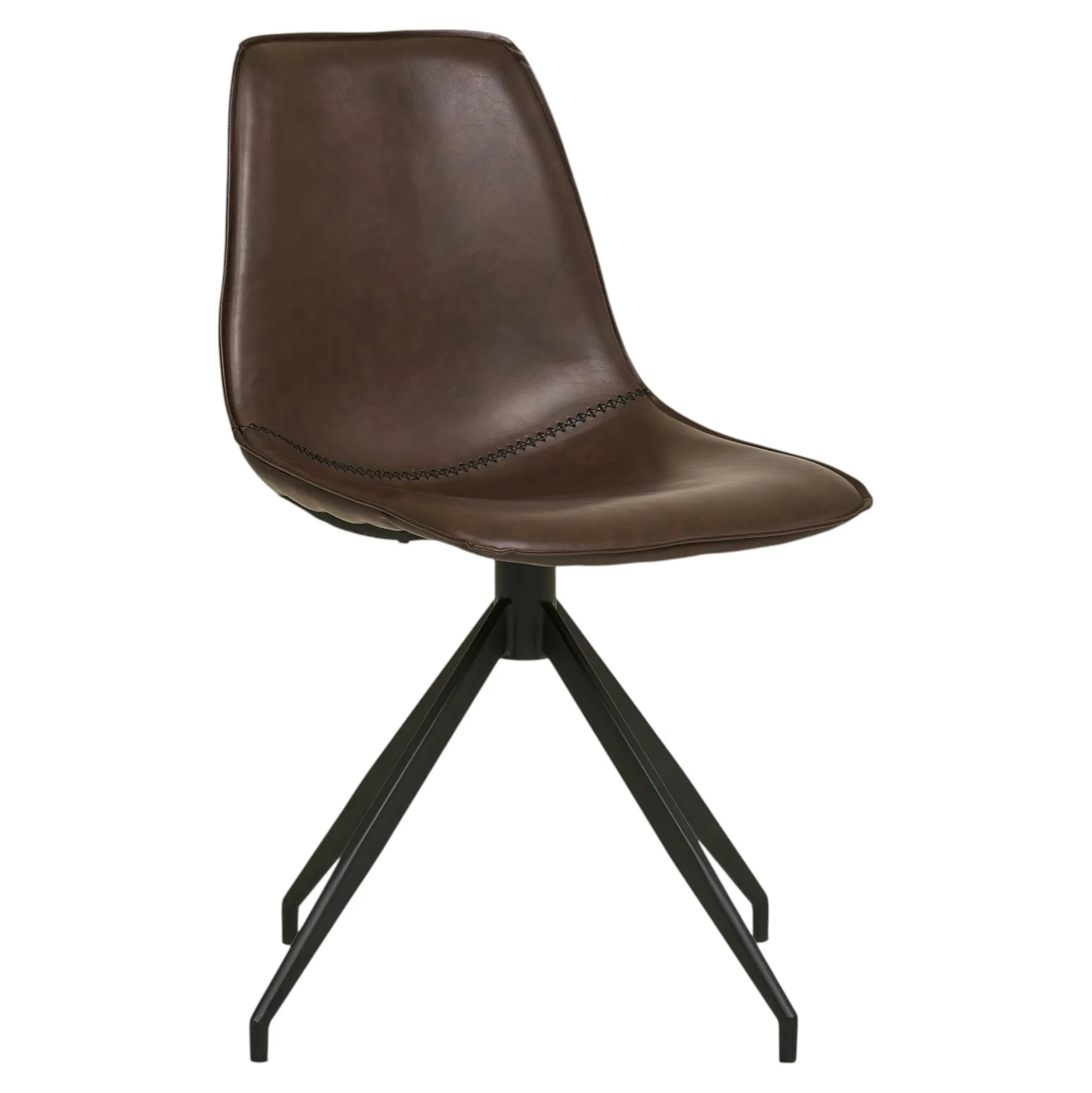 Chaise pivotante marron foncé avec couture (lot de 2) AMSTERDAM