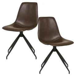 Chaise pivotante marron foncé avec couture (lot de 2) AMSTERDAM