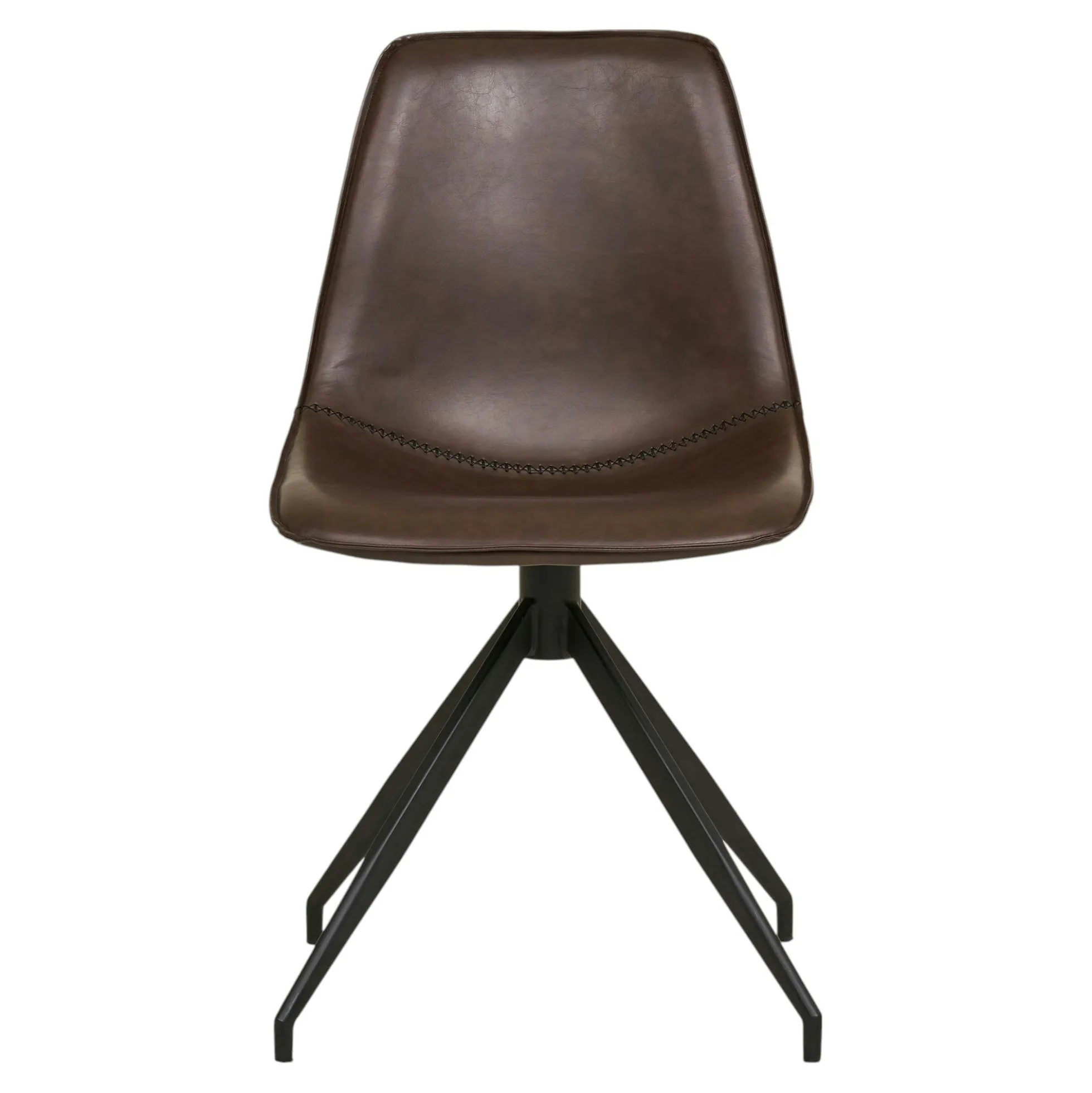 Chaise pivotante marron foncé avec couture (lot de 2) AMSTERDAM
